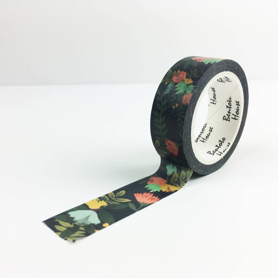 Black Floral Washi Tape