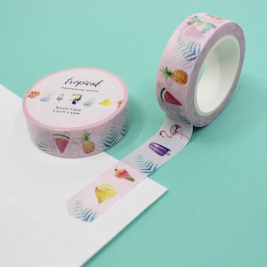 Tropical Summertime Washi Tape, Summer Tropical Vacation Pattern Tape, Beach and Summer Planner Tapes & Stickers | BBB Supplies | R-RPP053