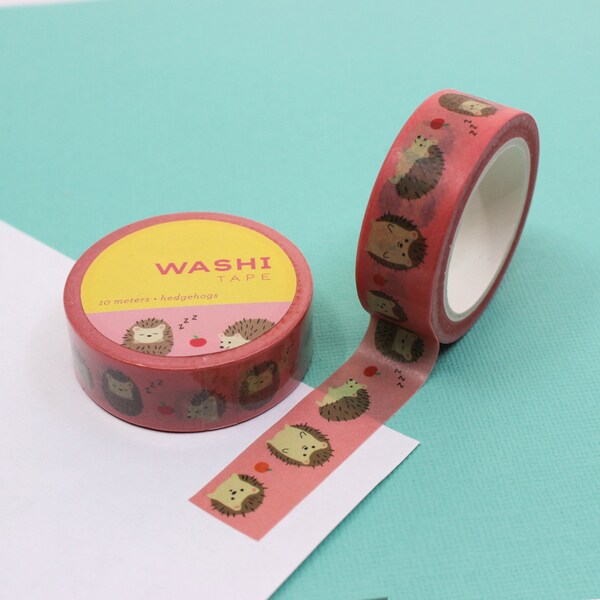 Cute Hedgehog Washi Tape, Adorable Woodland Creatures Hedgehog Washi, Animal Lover Planner Tapes & Stickers | BBB Supplies | R-RGW044