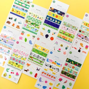 Folhas de adesivos de fita washi, adesivos florais tropicais washi, adesivos de gato e cachorro washi, folhas de adesivos divertidos washi | BBB Supplies | R-RGW-SW