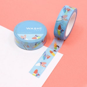 Cute Surfers Pattern Washi Tape, Male and Female Surfers Paper Tape, Ocean Beach Craft Tape, Travel Journal Tape | BBB SUPPLIES | R-RGW007