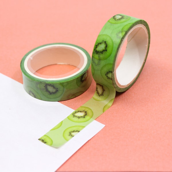 Kiwi Pattern Washi Tape, Green Kiwi Tropical Fruit Adhesive Tape, Summer Fruit Craft Supplies Tape, Kiwi Lime Pie | BBB SUPPLIES | R-GH612