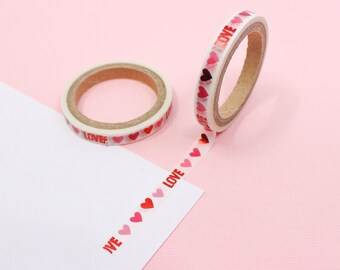 Love Foil Tape with Multi Color Hearts Washi Tape, Colorful Valentine's Day Hearts Wash, Heart Washi tape, Love Tape | BBB Supplies | R-M451