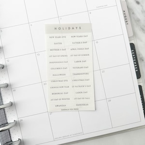 Holidays Calendar Stickers, Common Holiday Calendar Words Stickers, Yearly Words Calendar Planner Stickers | BBB Supplies | R-RSF013