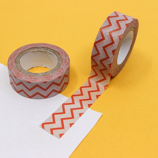 Orange Chevron Pattern Washi Tape, Zig Zag Pattern Gift Wrap Tape, Decorative Pattern Journaling Tapes and Stickers | BBB SUPPLIES | R-M012