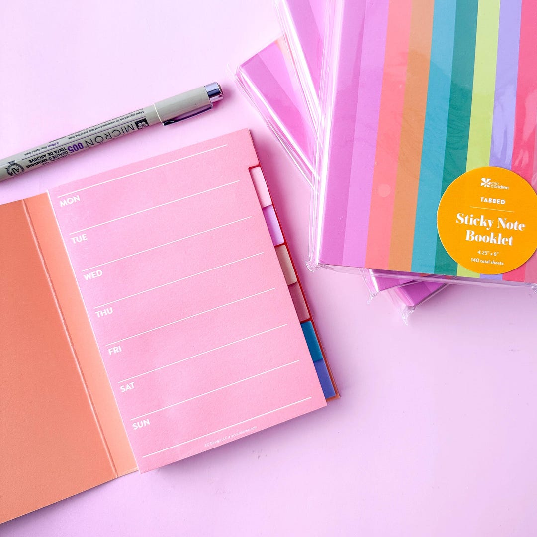 Variety Tabbed Sticky Notes Booklet, Important Note Tab Pad, Today ...