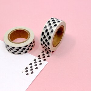 Simple Black and White Heart Pattern Washi Tape, Valentine Washi Tape, Wedding Washi Tape, Love Washi Tape | BBB Supplies | R-ZH2256