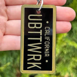 Drag Race UBTTWRK License Plate Keychain