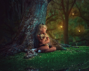 Magical Forest Digital Background - Tree - Oak