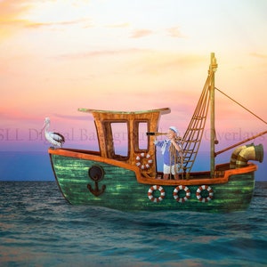 Schlepper Boot Digital Hintergrund | Boot Hintergrund | Ozean {PREMIUM}
