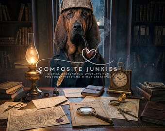 Detective Dog Office Digital Backdrop | Photoshop