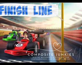 Racecar Track Digital Backdrop for Kids or Pet Photography Composite Backgrounds / Custom Birthday Invitation Idea for Children's Parties