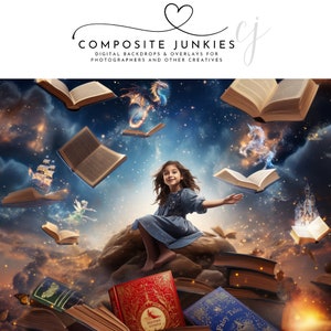 Fairy Tale Fantasy Digital Background for Photography Composite Images, Bedtime Stories Backdrop for Photo Manipulations, Photoshop, Books