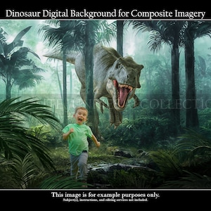 Tyrannosaurus Rex Chase Digital Background, Trex Digital Backdrop, Dinosaur Background, Photoshop Background for Composite Imagery, Dinos