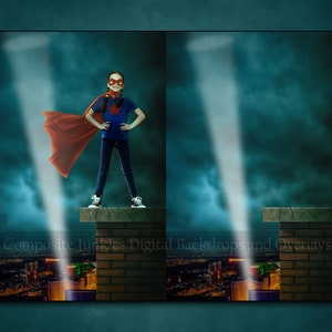 Super Hero Digital Backdrop for Composite Imagery - Hero Digital Background -  Roof top Digital Background - Photography Digital Backdrops