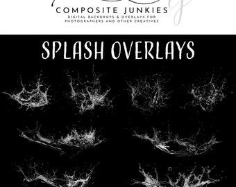 Splash PNG Overlays, Water Overlays for Composite Images, Clip-Art, Digital Product, Water Splashes, Photoshop Overlays, Bundle Pack