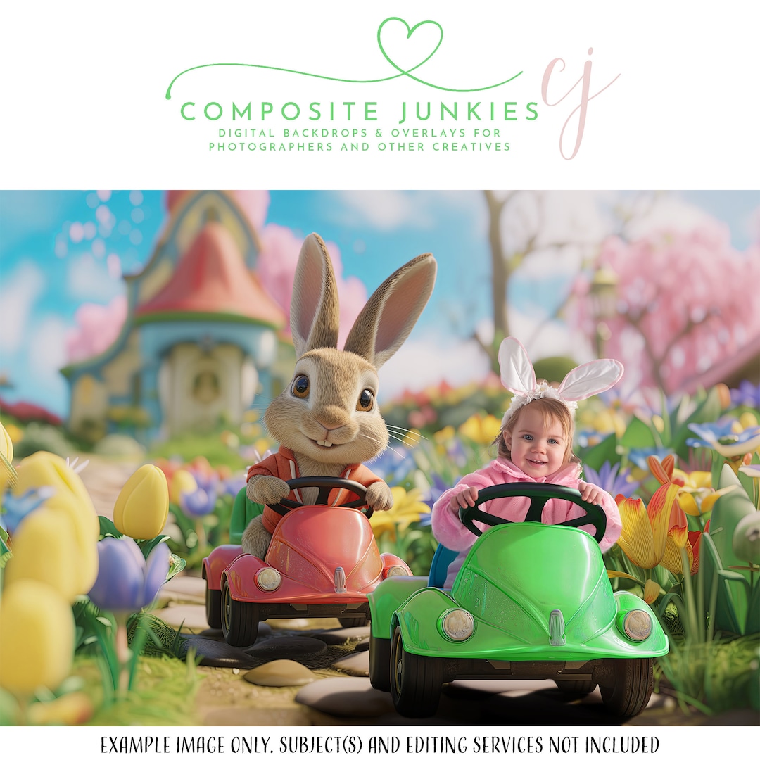 Bunny Trail Ride Digital Backdrop for Photography Composites, Rabbit ...