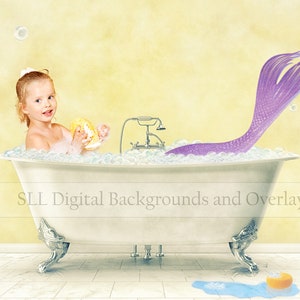 Meerjungfrau in der Badewanne digitaler Hintergrund - Mermaid Backdrop {PREMIUM}