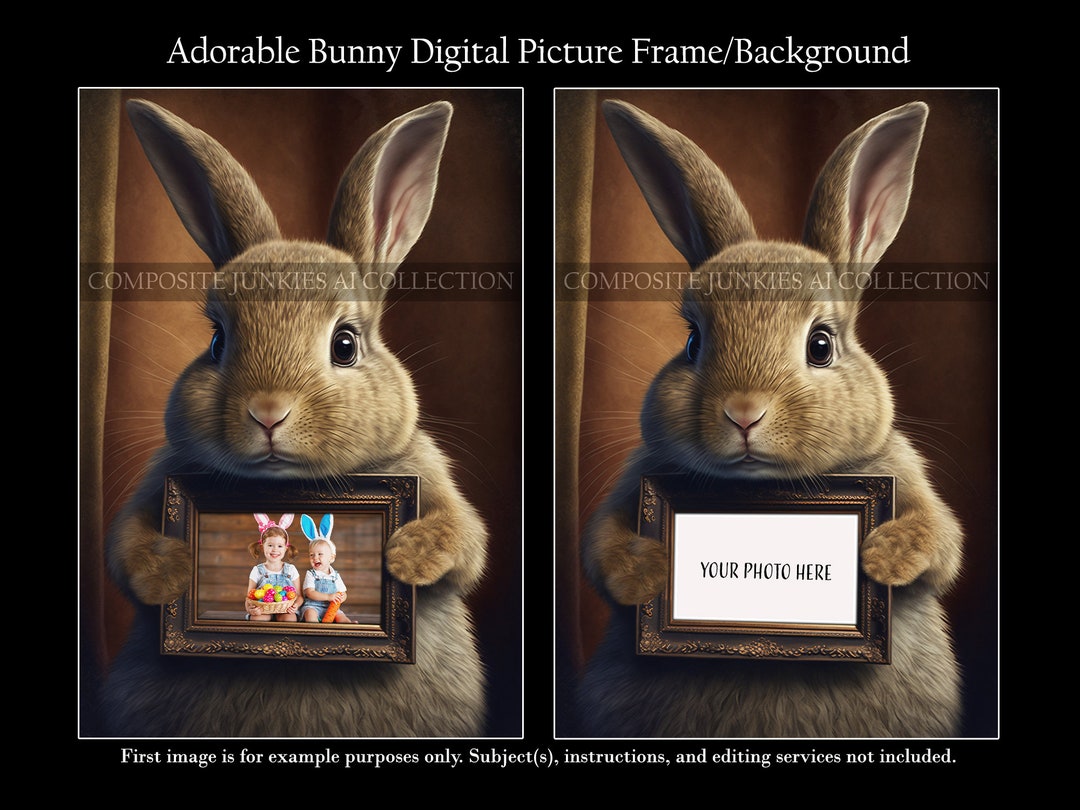 Easter Bunny Holding Frame Digital Background, Digital Photo Frame