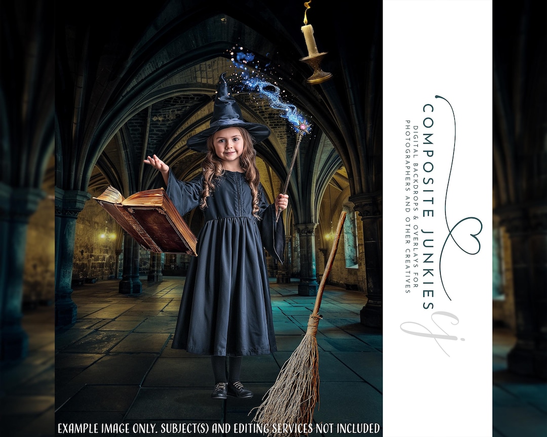 Enchanted Wizard Hall Digital Backdrop With 4 Magical Overlays ...