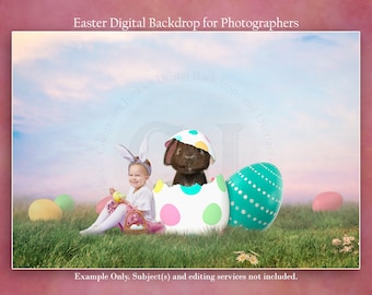 Easter Digital Background, Sitter Digital Background, Easter Bunny, Easter Egg, Photography Props, Digital Backdrop, Digital Photo Props