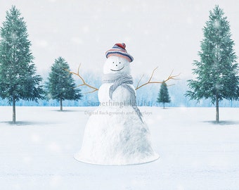 Snowman Digital Background - Winter