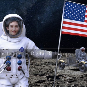 Space Digital Backdrop, Space American Flag Digital Backdrop - Outer Space Digital Background - Space Digital Background - Composite Image