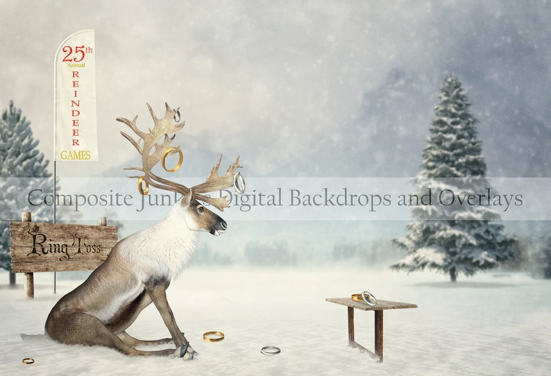Reindeer Games Christmas Digital Background Backdrop for - Etsy