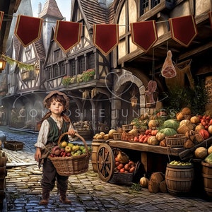 Fantasy Digital Backdrop for Photography / Medieval and Fairy Tale Composite Art Background / Instant Download