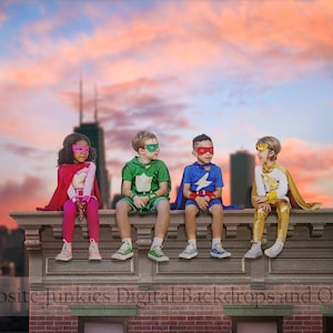 Super Hero Digital Backdrop for Photographers, Rooftop Digital Backdrop, Superhero Digital background, Photoshop Background, Kids Backdrops