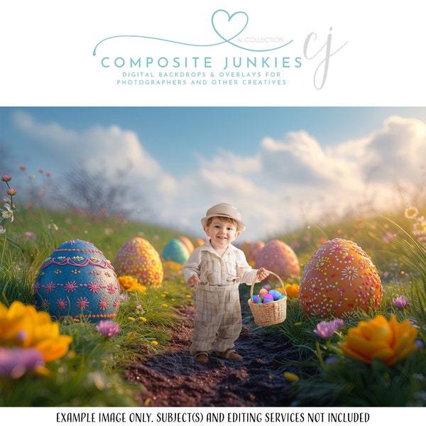 Easter Egg Trail Digital Backdrop, Photography Background, Photo Manipulation, Add your subject, Spring Time, Photoshop