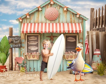 Summertime Beach Digital Backdrop for Kids Photography Composite Art / Tropical Beach / Fun Photo Composition / Digital Photography Props