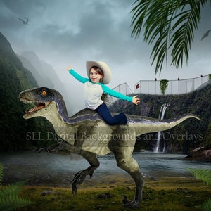 Dinosaur Digital Backdrop Background | Velociraptor  {PREMIUM}