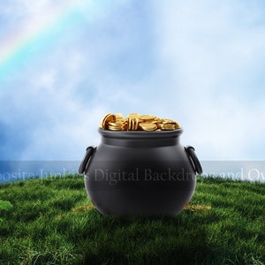 St Patrick #39 s Day Digital Backdrop for Composite Photography Pot of