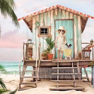 Summertime Beach Digital Backdrop for Kids Photography Composite Art / Tropical Beach / Fun Photo Composition / Digital Photography Props