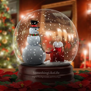 Christmas Digital Backdrop | Holiday Digital Background | Snow Globe Digital Backdrop {PREMIUM}