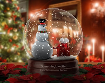 Christmas Digital Backdrop | Holiday Digital Background | Snow Globe Digital Backdrop {PREMIUM}