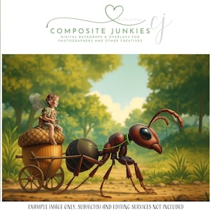 Ant Cart Digital Backdrop, Acorn Wagon Background for Photoshop Composite Art, Fairy Tale and Fantasy Photo Manipulation, Add your subject