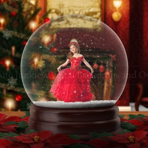 Christmas Digital Backdrop - Christmas Snow Globe Digital Backdrop - Holiday Digital Backdrop