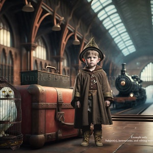 Wizard Magic Train Station Digital Background, School of Wizards Train Digital Backdrop, Composite Image, Fantasy Digital Background, Magic