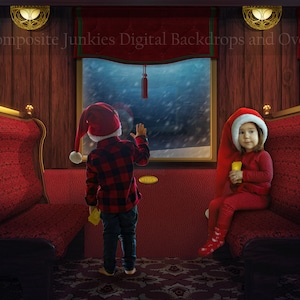 Christmas Train Digital Backdrop Background for Photography Composites, Train Digital Background, Christmas Digital Backdrop, Composite