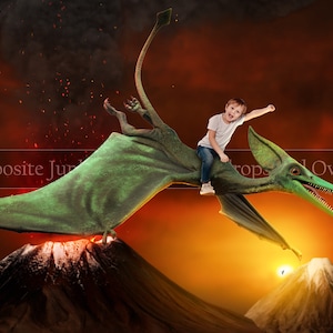 Pterodactyle Flying Digital Backdrop - Dinosaur Digital Backdrop - Digital Backdrops and Overlays {PREMIUM}