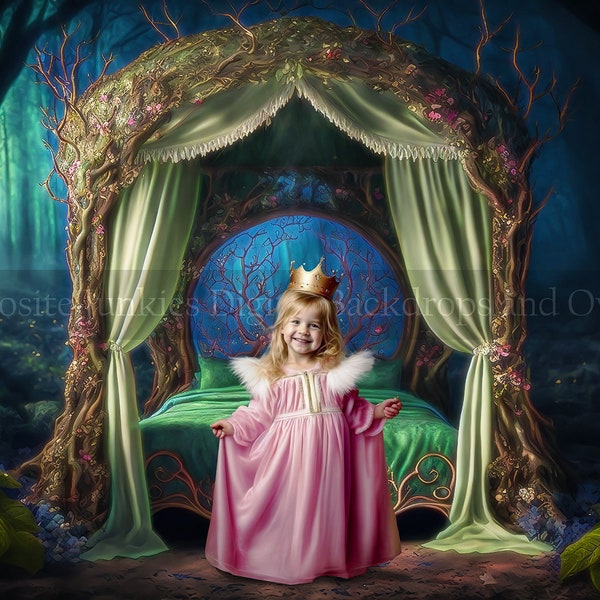 Fairy Tale Princess Bed Digital Background | Fairy Tale Composite Backdrop | Composite Background | Princess Background | Prince Backdrop
