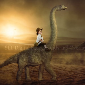 Dinosaur in desert digital background backdrop - Brachiosaurus - Prehistoric - Jurassic {PREMIUM}