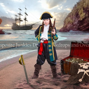 Pirate digital backdrop with treasure chest for composite images, Pirate background, Pirate backdrop, digital pirate background