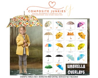 Umbrella PNG Overlays: Photography Composites, Digital Scrapbooking (Digital Download)