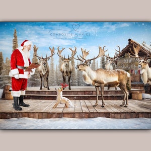Christmas Pet Portrait with Santa Claus Digital Backdrop / Funny Holiday Background for Photo Manipulations / Image Insert