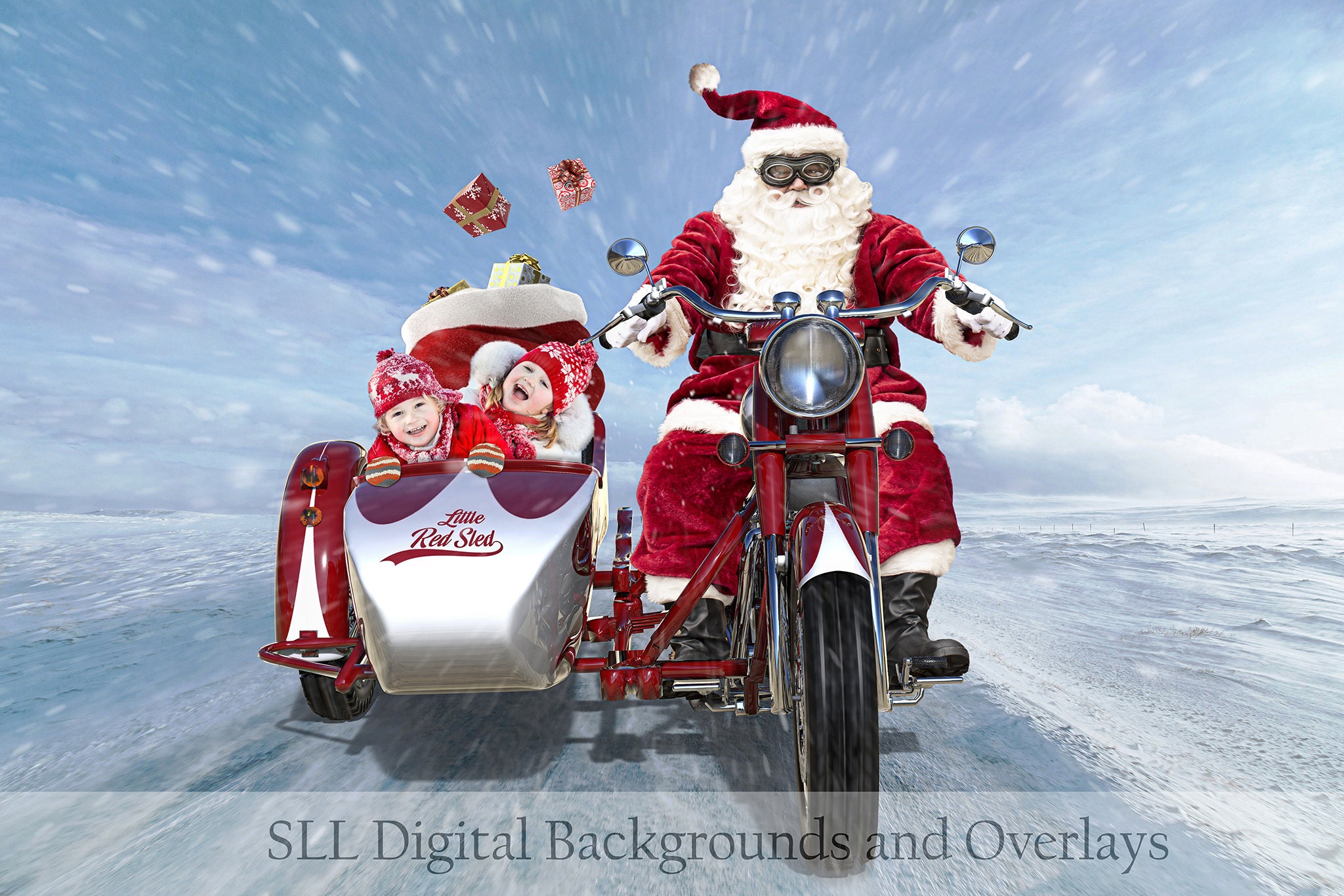Santa auf Motorrad digitale Kulisse Weihnachten digitale Etsy