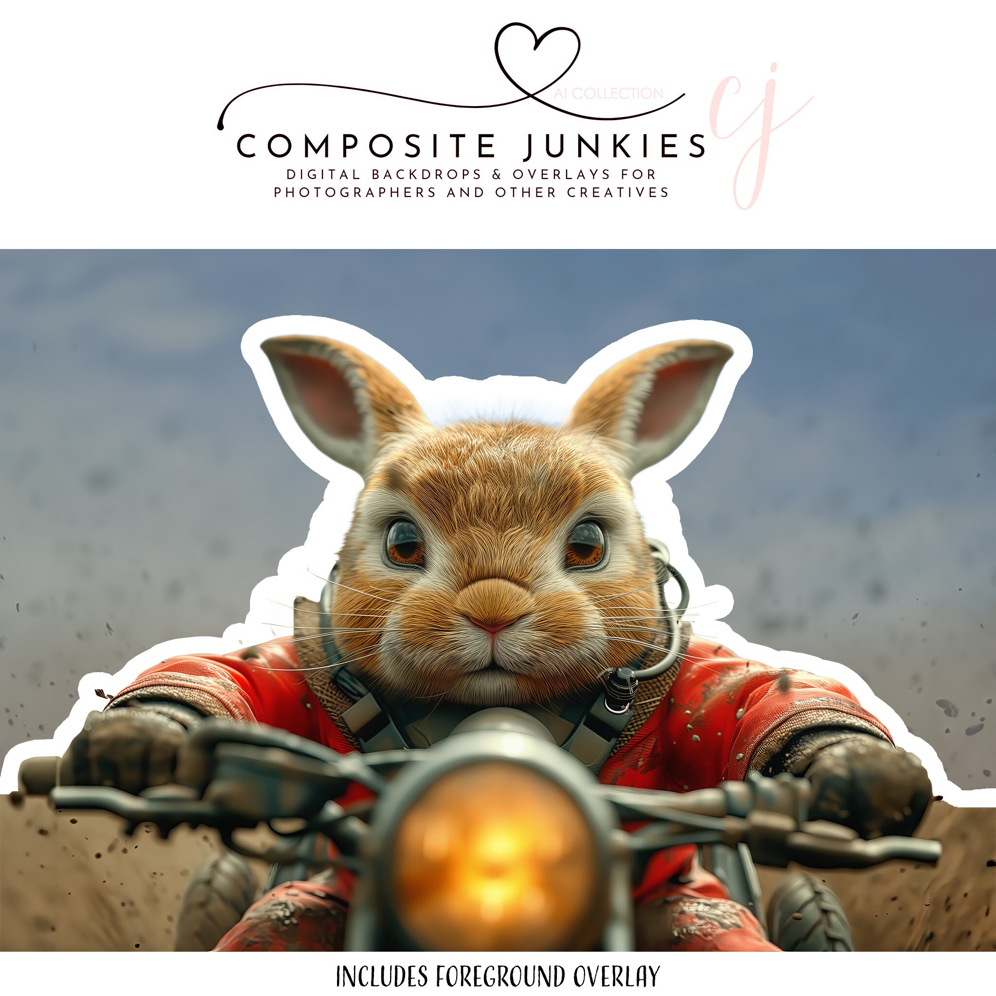 Photo Shop Rabit Bunny Ride Digital Backdrop for Photography Composites, Rabbit ...