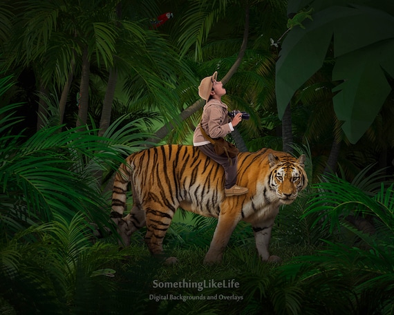 jungle tiger digital background backdrop etsy